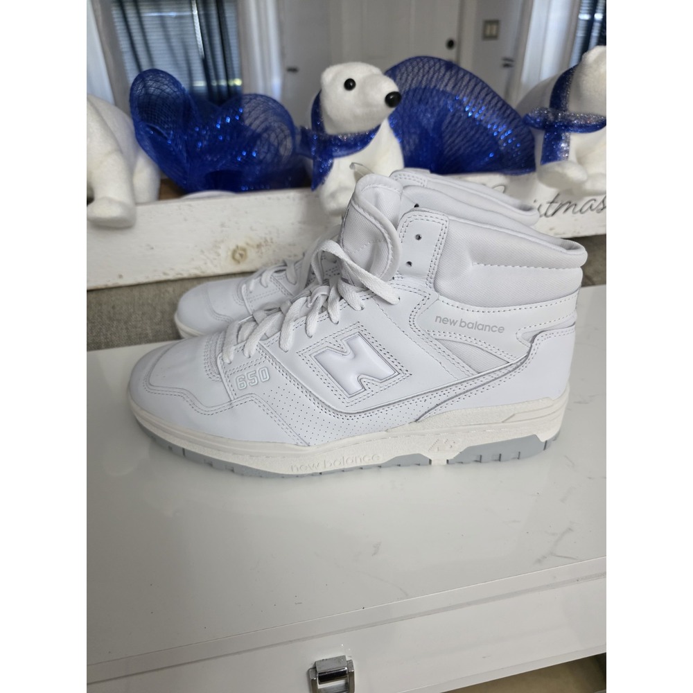 New Balance Mens 650 High Top Triple White Basketball CasualShoes BB650RWW 11.5M